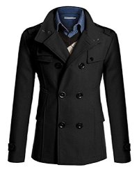 Sorrica Mens Classic Wool Blend Double Breasted Pea Coat