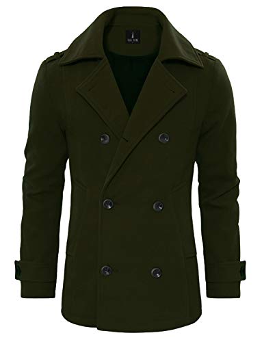 Tom's Ware Men's Stylish Wool Blend Double Breasted Pea Coat - PeaCoat.org
