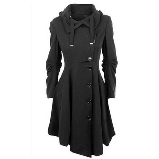 Susanny Womens Modern Button Closure Asymmetrical Winter Long Trench Jackets Coat