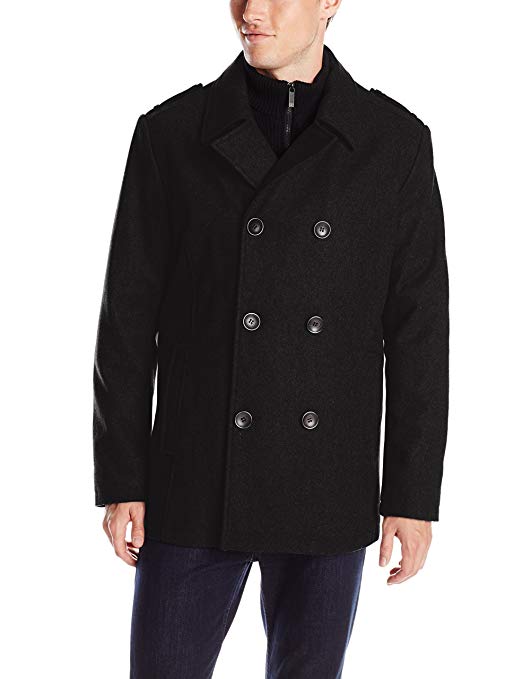 Kenneth Cole REACTION Men's Classic Peacoat with Bib and Epaulettes ...