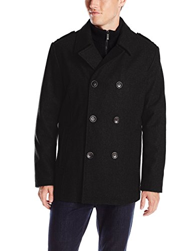 Kenneth Cole REACTION Men's Classic Peacoat with Bib and Epaulettes