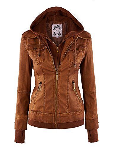 LL Womens Hooded Faux leather Jacket