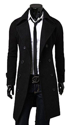 YITANG Mens Stylish Fashion Classic Wool Double Breasted Pea Coat