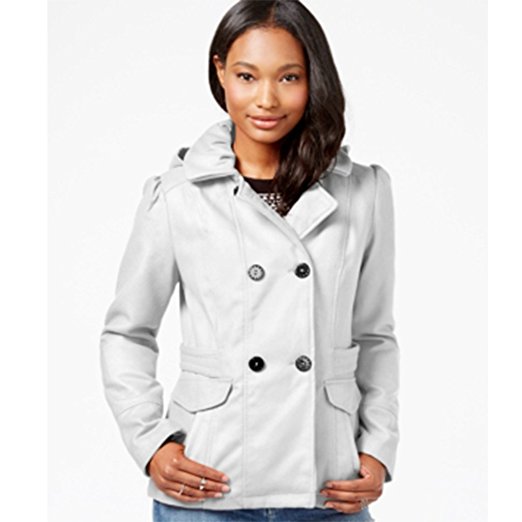 Celebrity Pink Double-Breasted Peacoat-Ivory