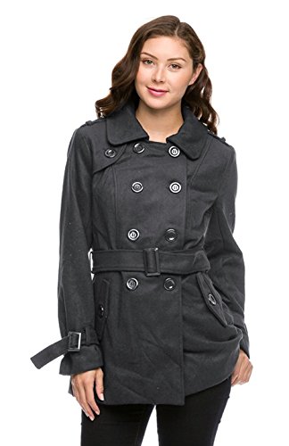 2LUV Women's Double Breasted Peacoat W/ Sash Belt