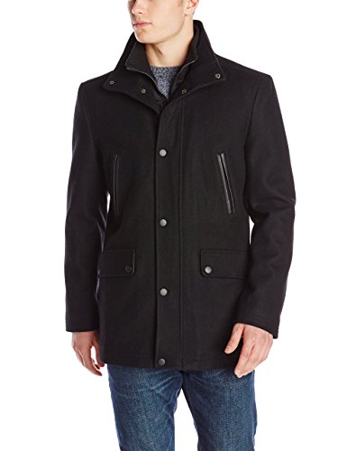 Kenneth Cole New York Men's Wool-Blend Coat with Front-Zip Bib