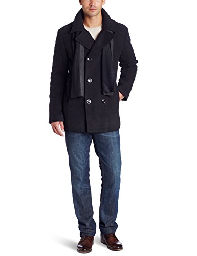 Kenneth Cole REACTION Men's Plush Peacoat With Scarf