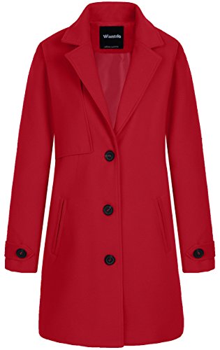 Wantdo Women's Single Breasted Solid Color Classic Wool Blend Pea Coat