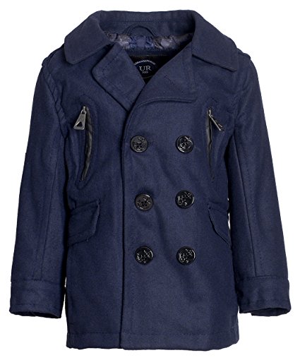 Urban Republic Boys Classic Winter Double Breasted Wool Dress Pea Coat Jacket