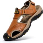 BINSHUN Sandals for Men Leather Hiking Sandals Athletic Walking Sports Fisherman Beach Shoes