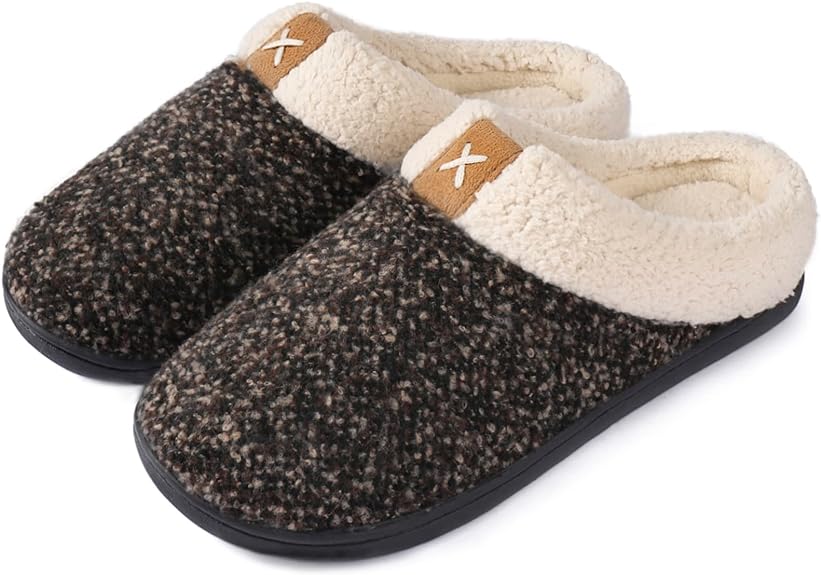 ULTRAIDEAS Mens Slip On Slippers, Sherpa Lined House Shoes