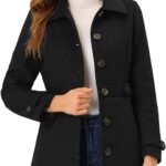 Allegra K Women's Winter Classic Outwear Overcoat with Pockets Single Breasted Pea Coat