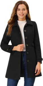 Allegra K Women's Winter Classic Outwear Overcoat with Pockets Single Breasted Pea Coat