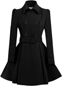 ForeMode Women Swing Double Breasted Wool Pea Coat