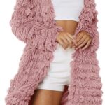 PRETTYGARDEN Women's 2024 Winter Faux Fur Jackets Fall Fashion Open Front Long Shaggy Coat Outerwear