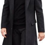 SOMTHRON Men's Casual Trench Coat Slim Fit Notched Collar Long Jacket Overcoat