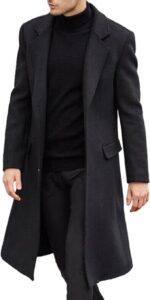 SOMTHRON Men's Casual Trench Coat Slim Fit Notched Collar Long Jacket Overcoat