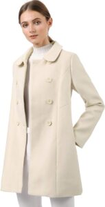 Allegra K Women's Peter Pan Collar Double Breasted Winter Long Trench Pea Coat