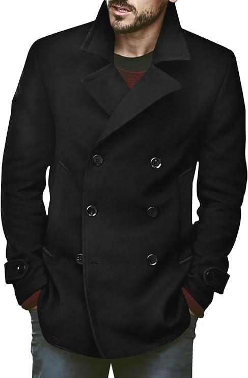 Bbalizko Mens Classic Pea Coat