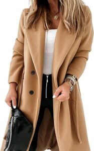 Hooever Women's Double Breasted Wool Blend Coat