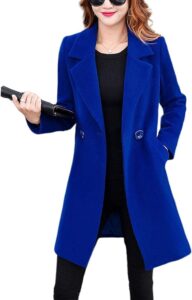 Omoone Women's Long Sleeve Slim Fit Warm Winter Wool Blend Pea Coat Overcoat