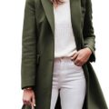 Zwurew Women's Notched Lapel Collar Single Breasted Pea Coats