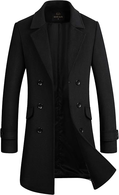 Premium Wool Blend Double Breasted Long Pea Coat