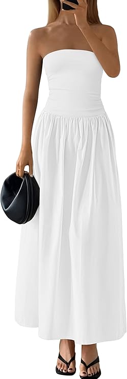 PRETTYGARDEN Women 2025 Summer Elegant Strapless Maxi Dress